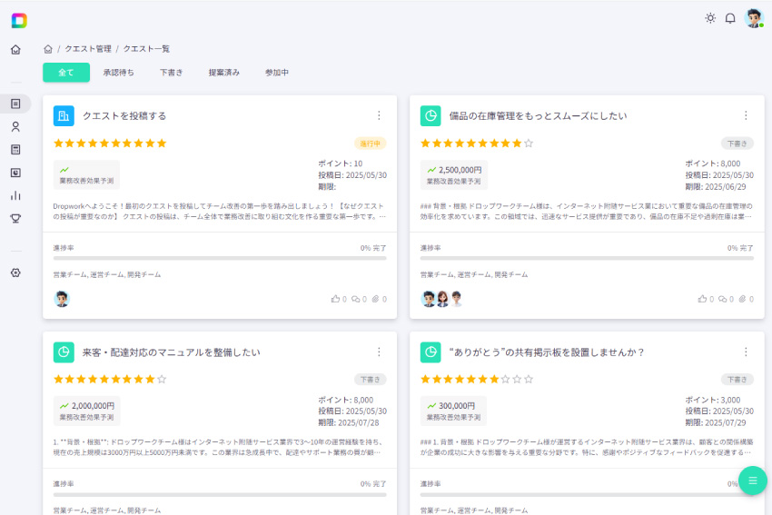 Dropwork|クエスト管理画面